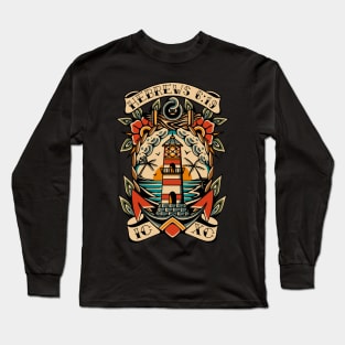 Anchor Lighthouse American Traditional Tattoo Flash Long Sleeve T-Shirt